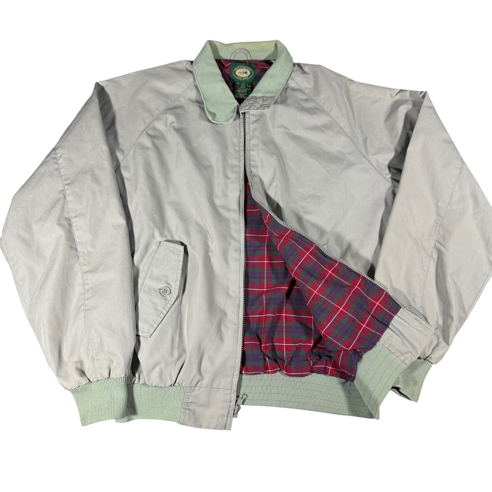 Vintage Harrington‎ Bomber Jacket Mens Large Plaid Lined Tan Sage Hill & Archer
